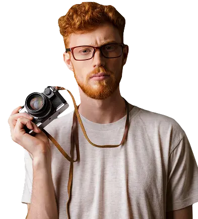 The student holding the camera