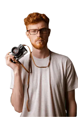 The student holding the camera