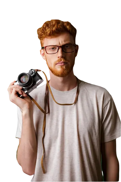 The student holding the camera